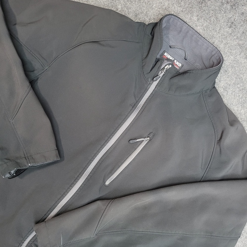 Kirkland Jacket Mens XL Black Fleece Lined Water Resistant Soft Shell Full Zip